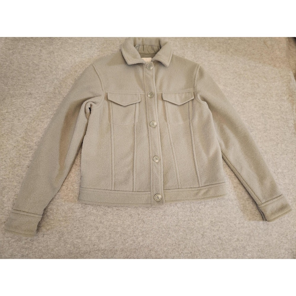 Joie Jacket Womens Small Gray Fleece Shirt Jacket‎ Shacket Button Front Pockets